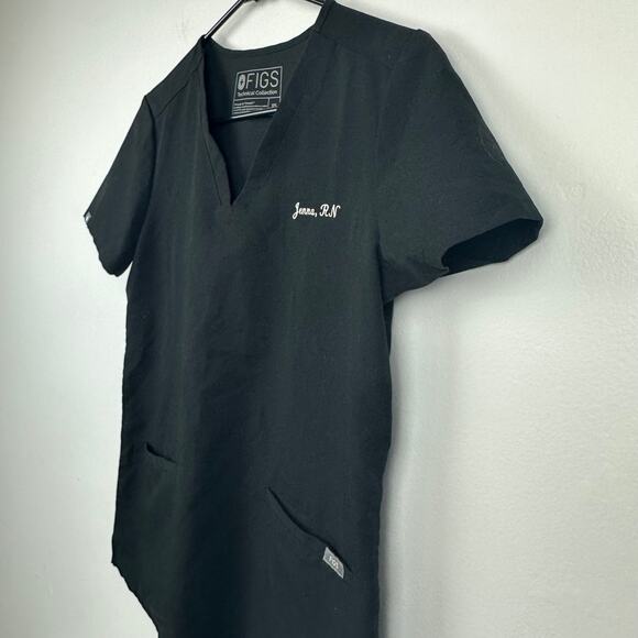 Figs Womens Technical Collection Short Sleeve Pullover V-Neck Black Scrub Top XS - Picture 4 of 10